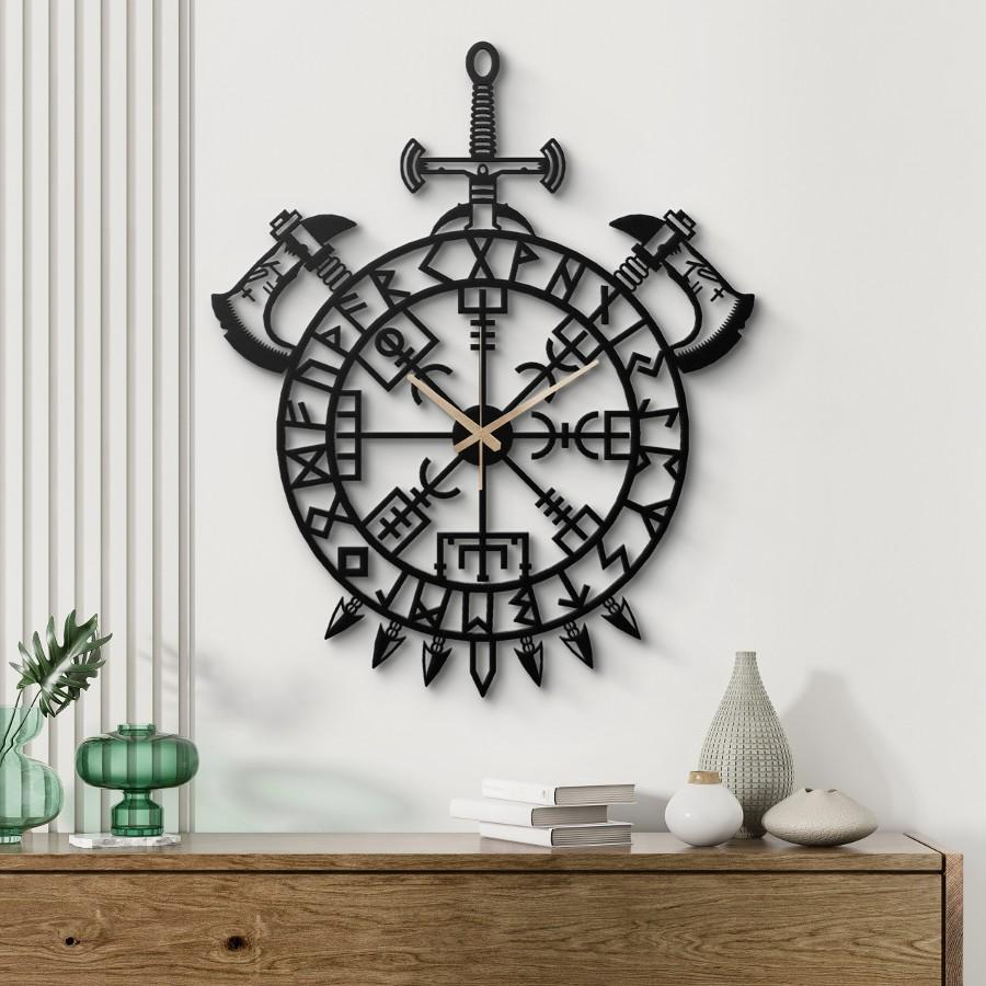 Nordic Rune Vegvisir Metal Wall Clock