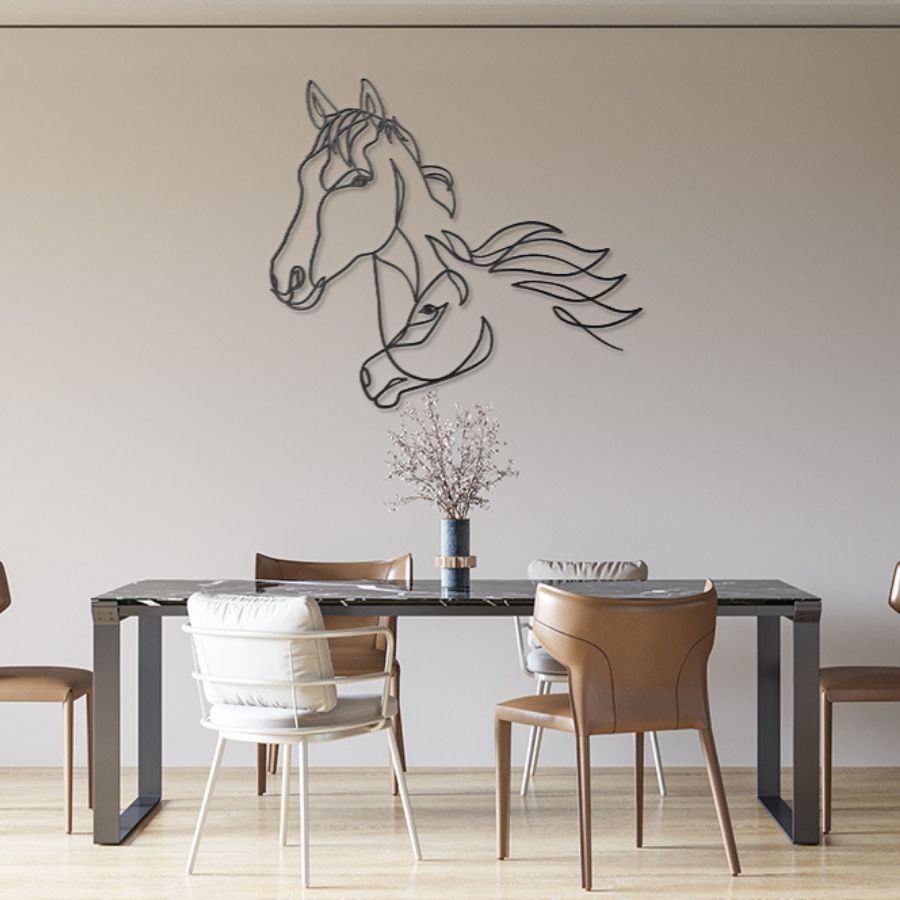 Horse One Line Metal Wall Art