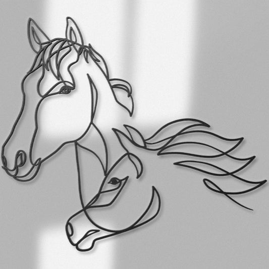 Horse One Line Metal Wall Art