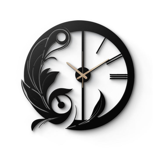 Ornate Leaf Design Metal Wall Clock
