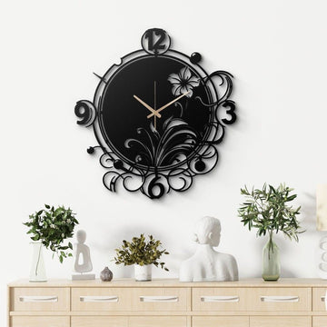 Oversized Floral Swirl Metal Wall Clock