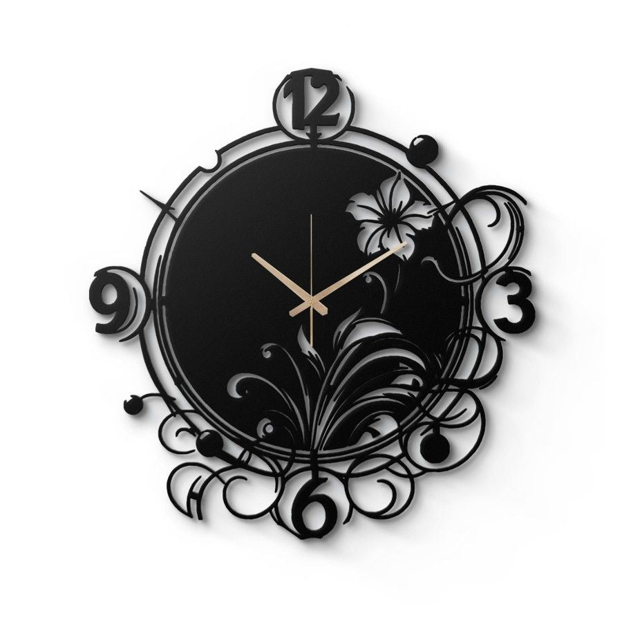 Oversized Floral Swirl Metal Wall Clock