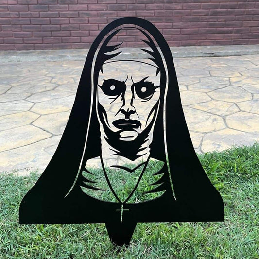 Scary Nun Metal Yard Art, Halloween Decor