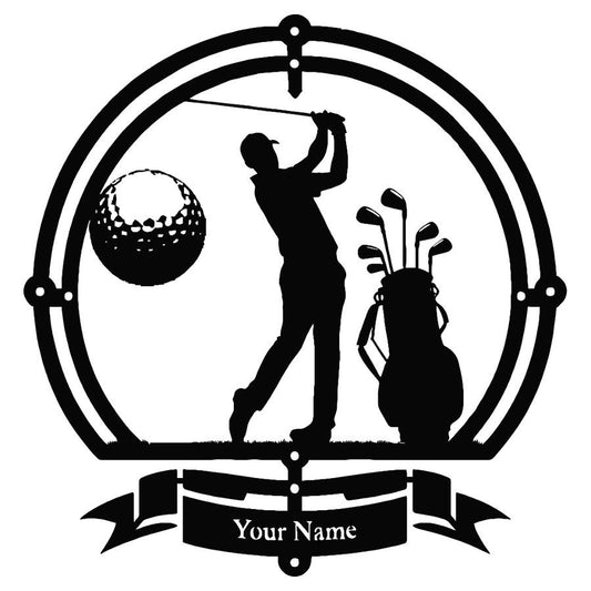 Personalized Golf Silhouette Metal Wall Art