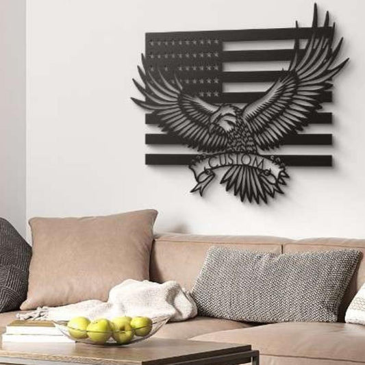 Eagle USA Flag Customizable Metal Wall Art