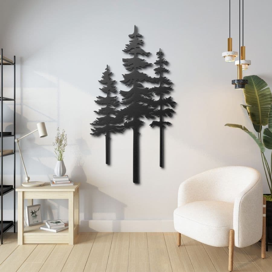 Pine Tree Forest Metal Wall Art