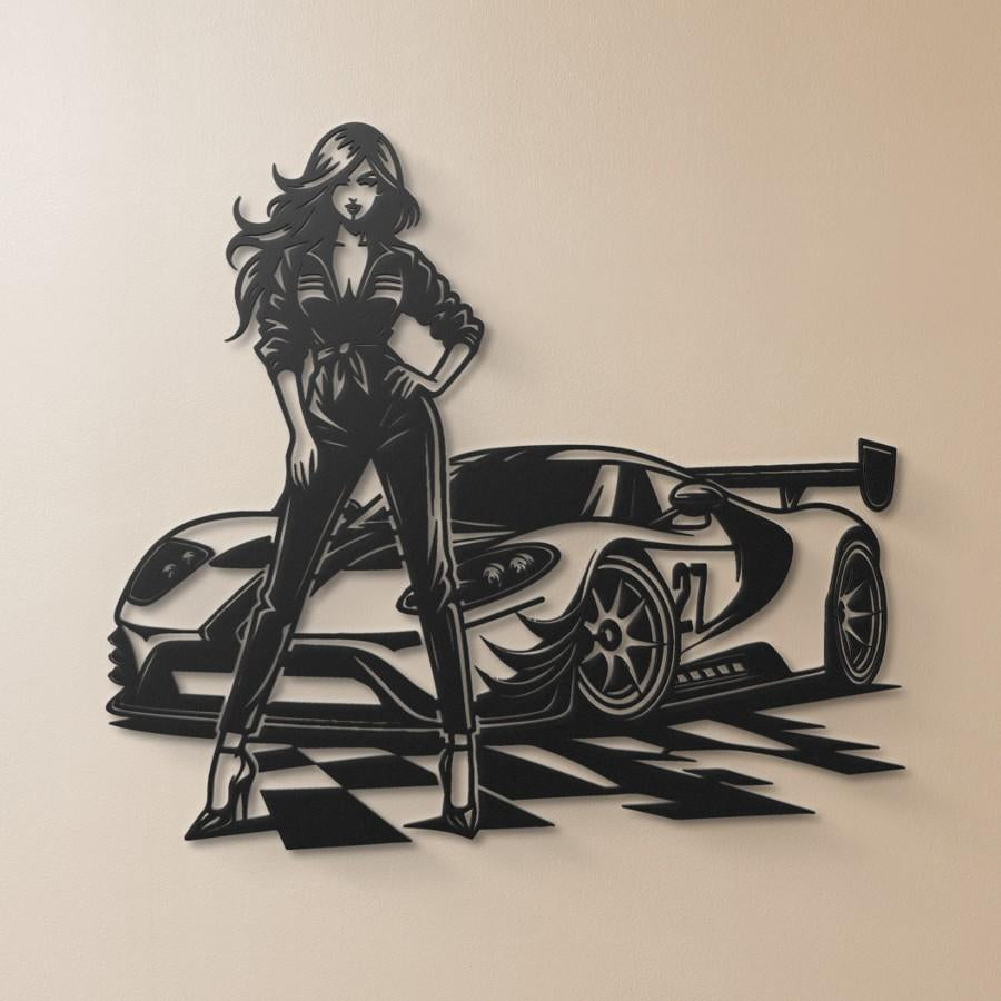 Racer Girl Metal Wall Art