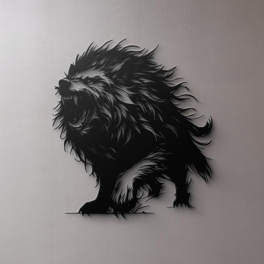 Roaring Wolf Metal Wall Art