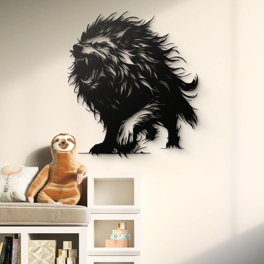 Roaring Wolf Metal Wall Art