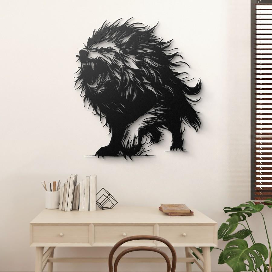 Roaring Wolf Metal Wall Art