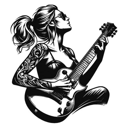 Cool Female Guitarist Metal Wall Art