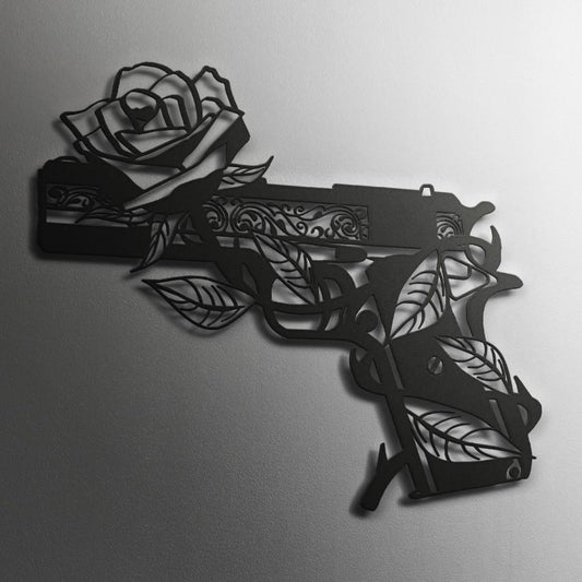 Rose and Gun Metal Wall Art Decor