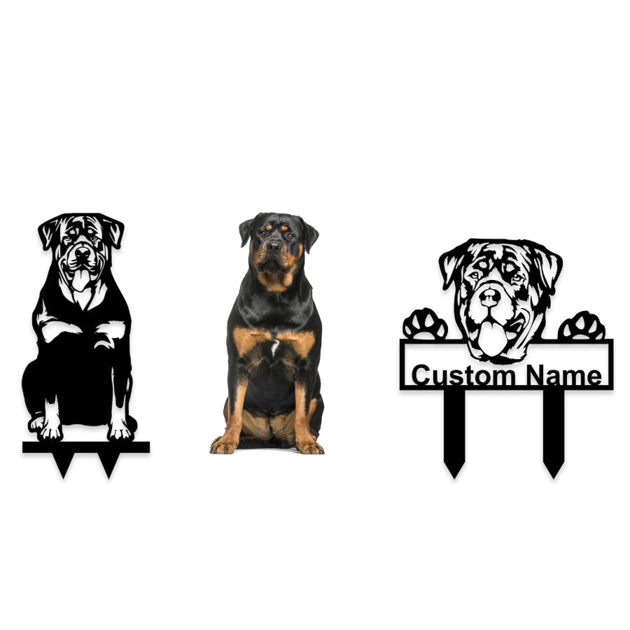 Rottweiler Custom Metal Dog Portrait