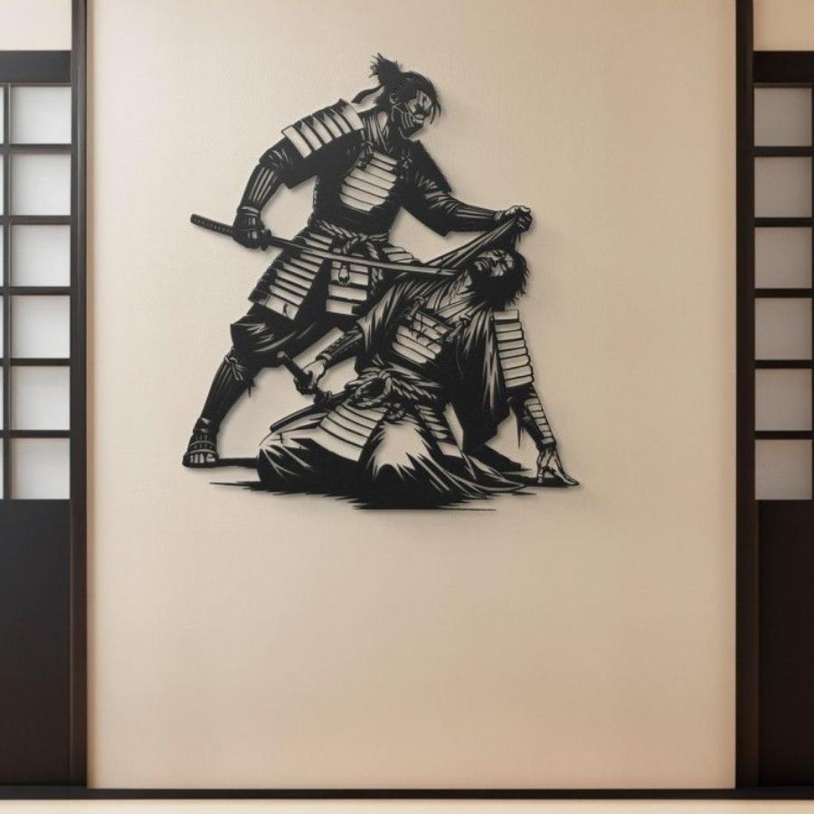 Samurai Battle Metal Wall Art