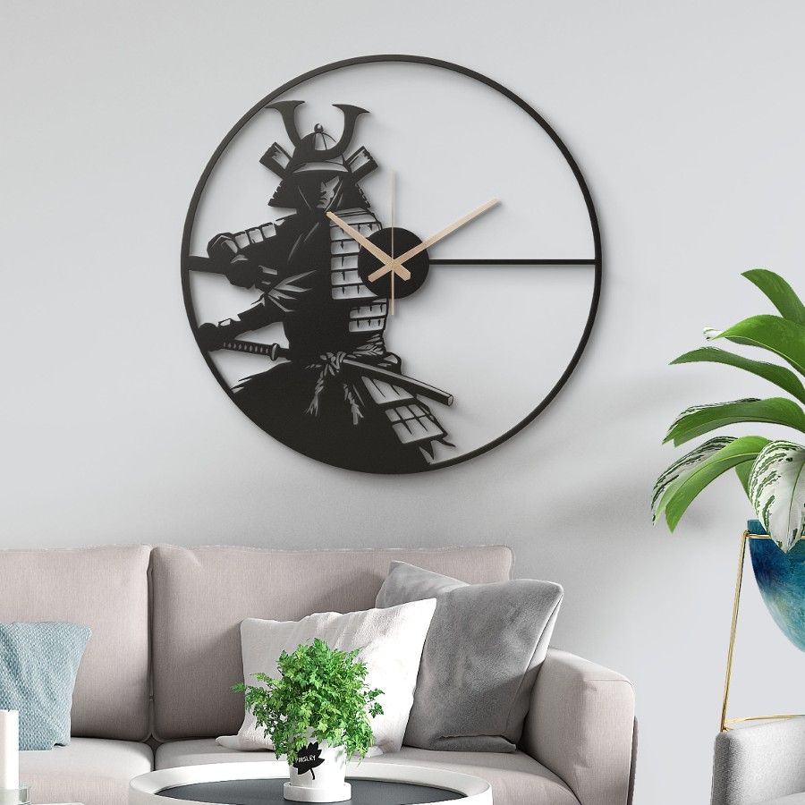 Samurai Warrior Metal Wall Clock