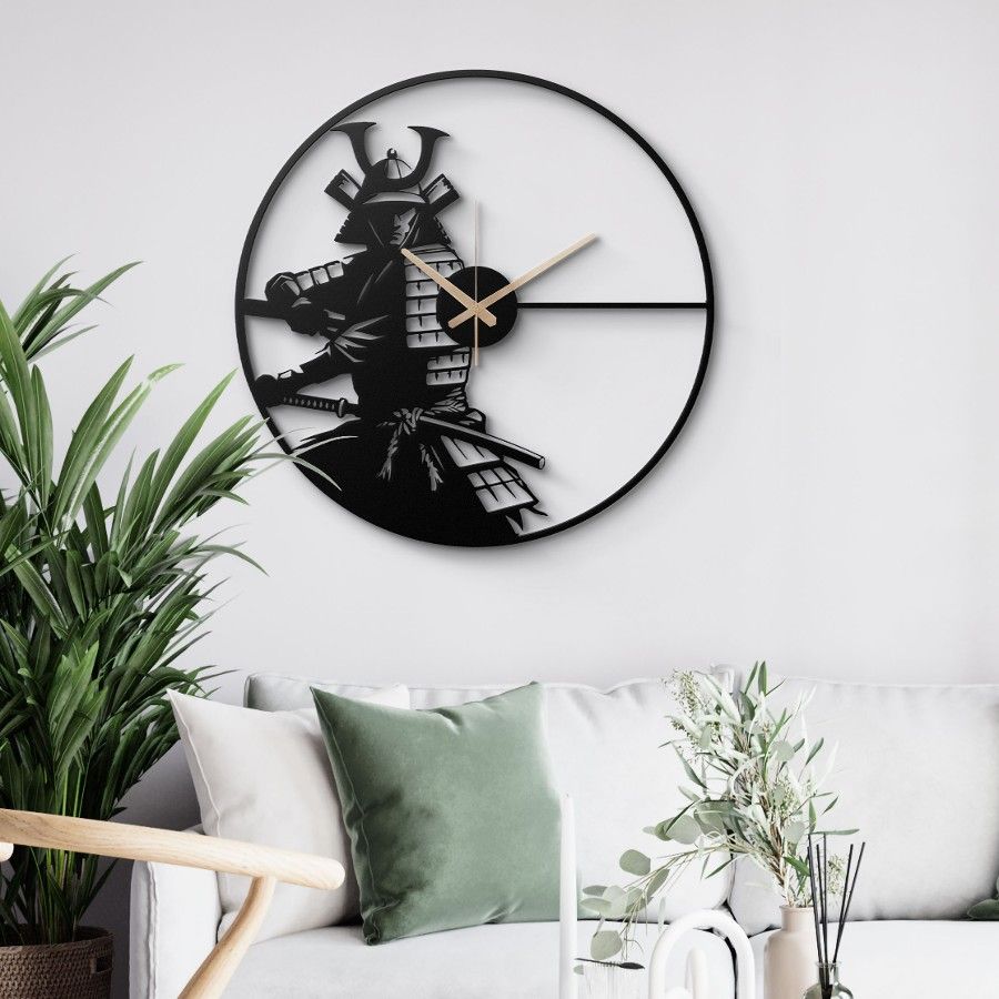 Samurai Warrior Metal Wall Clock