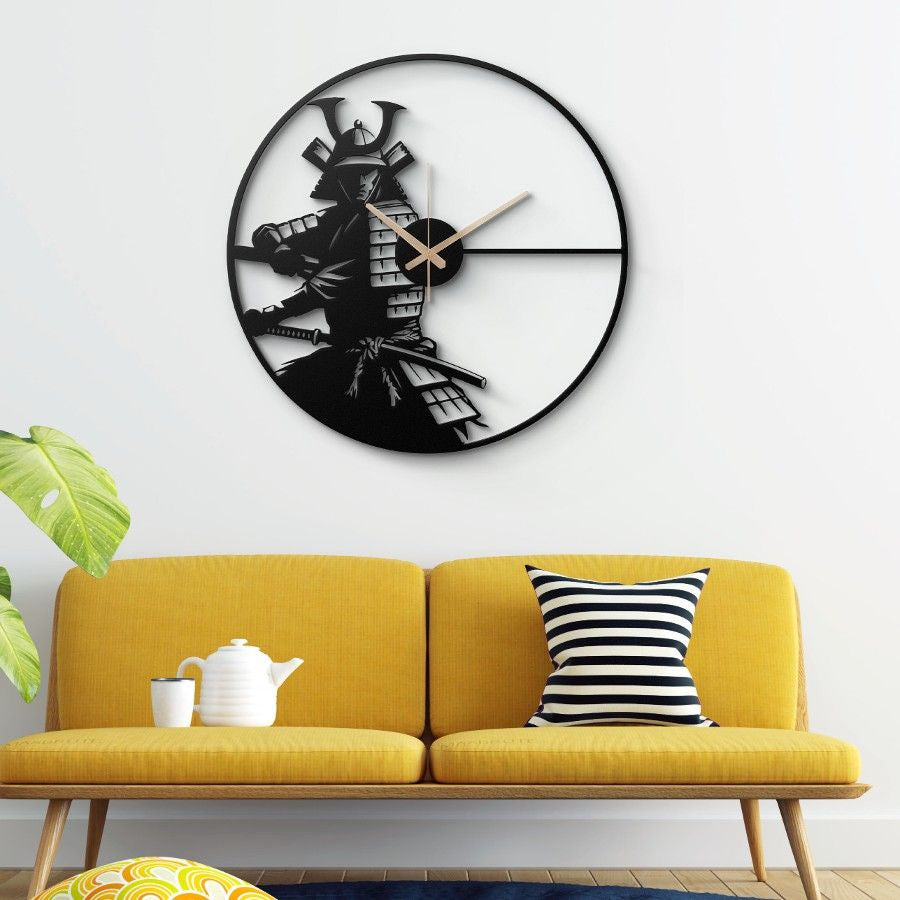 Samurai Warrior Metal Wall Clock