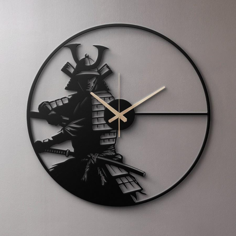 Samurai Warrior Metal Wall Clock