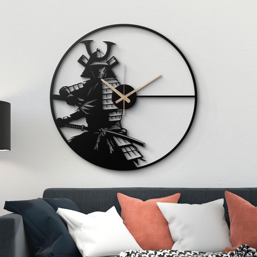 Samurai Warrior Metal Wall Clock