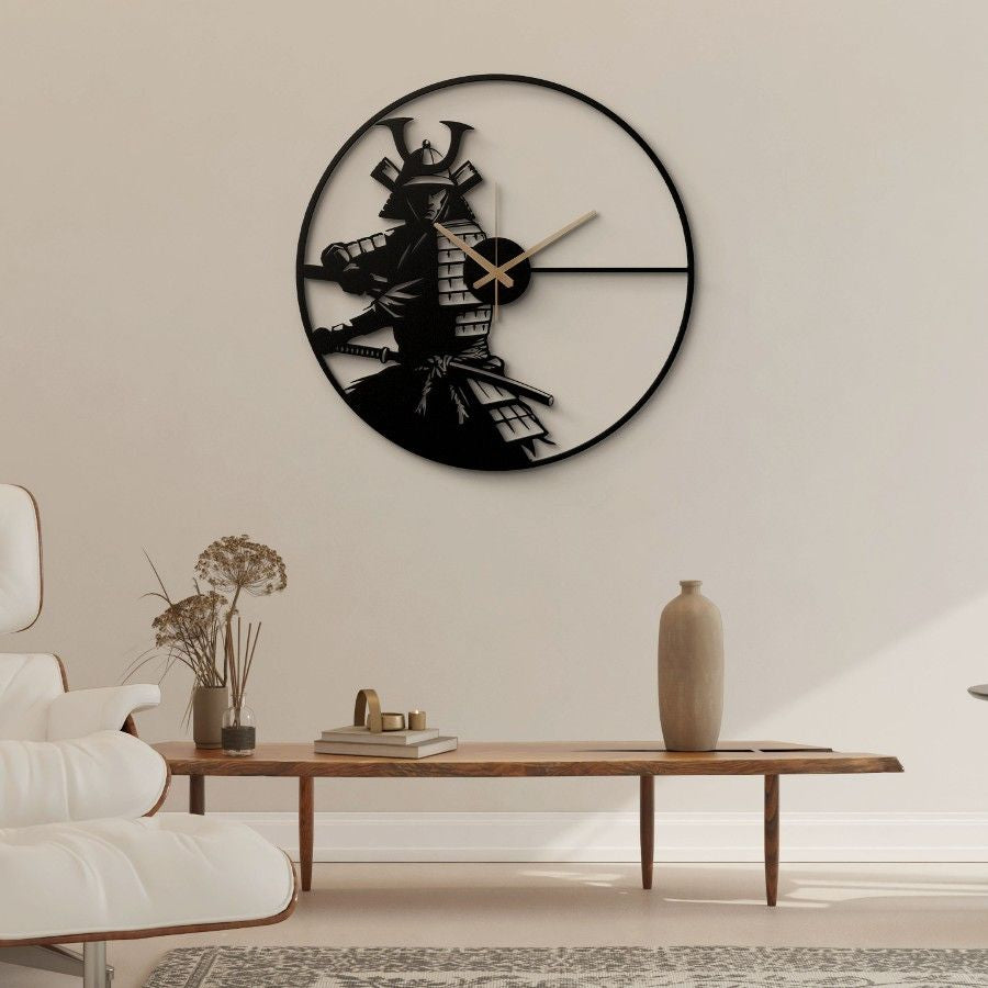 Samurai Warrior Metal Wall Clock