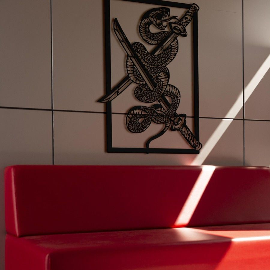 Serpent and Katana Metal Wall Art