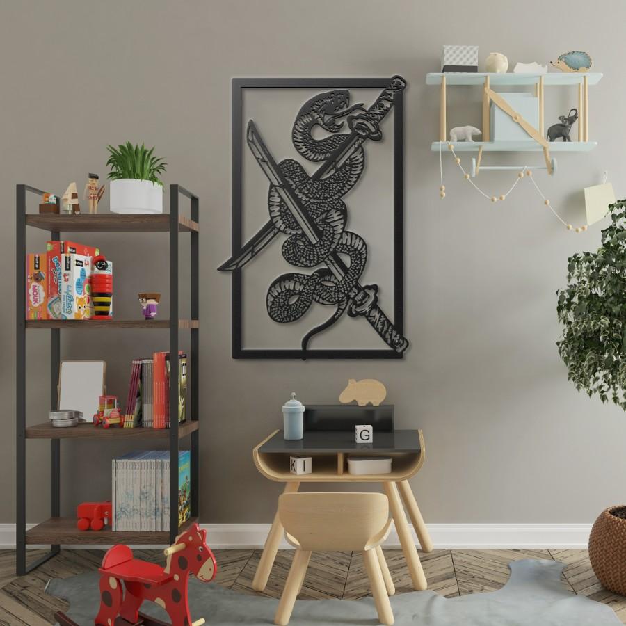 Serpent and Katana Metal Wall Art