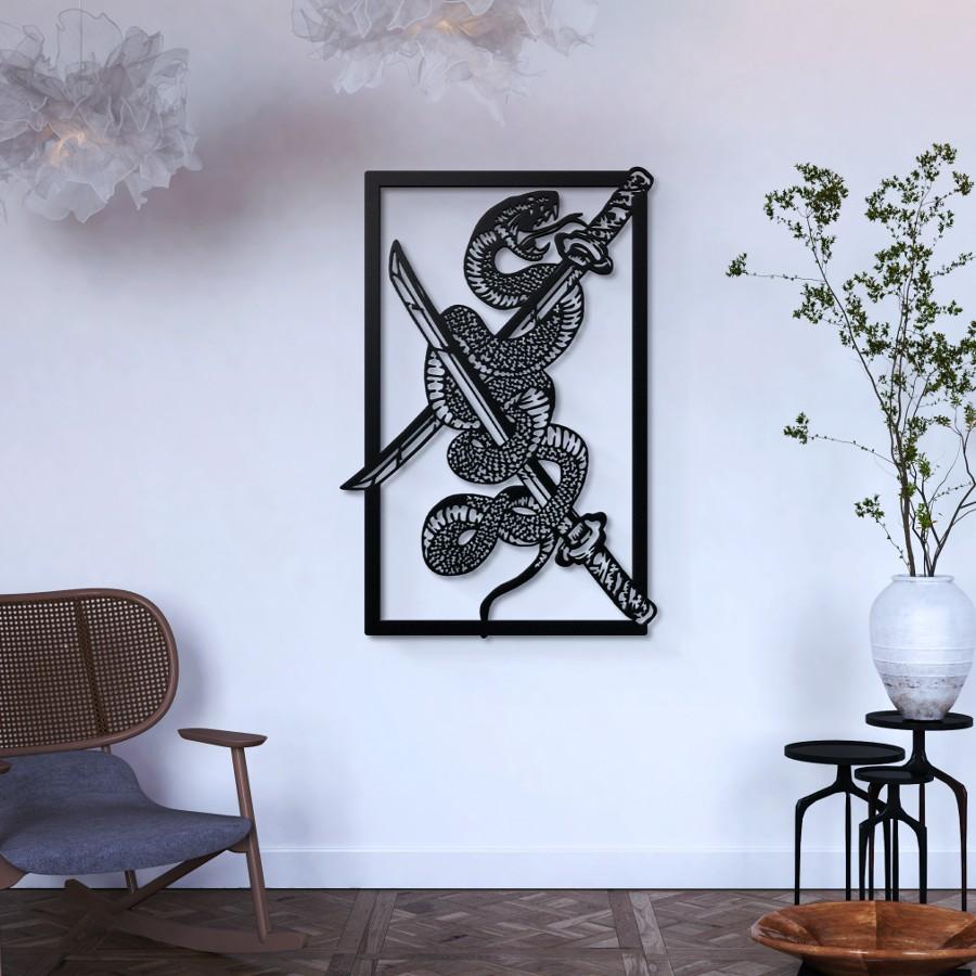 Serpent and Katana Metal Wall Art