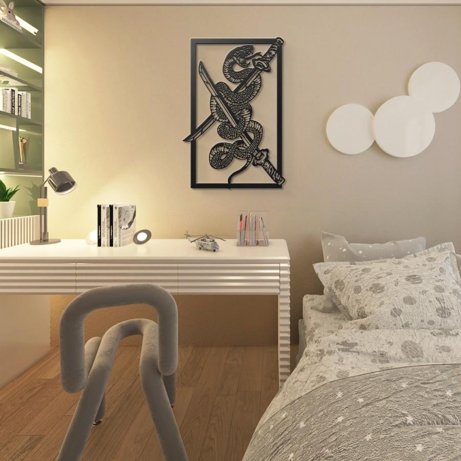 Serpent and Katana Metal Wall Art