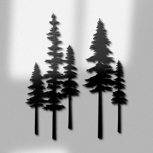 Set of 2 Pine Trees Metal Wall Art