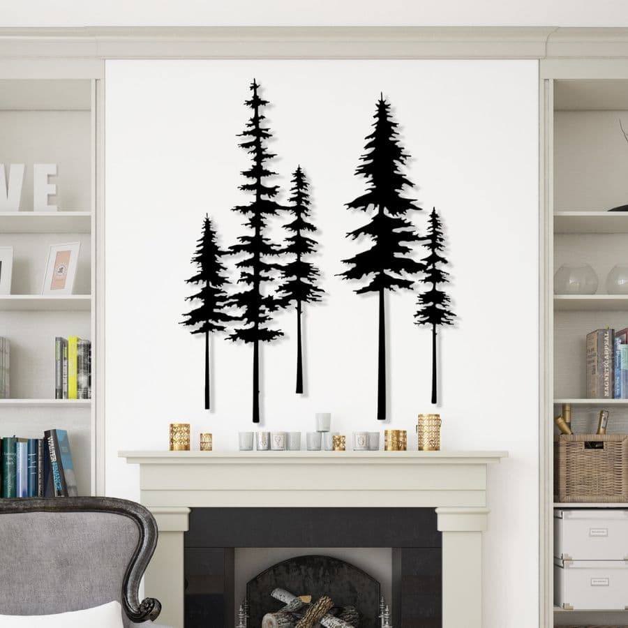 Set of 2 Pine Trees Metal Wall Art