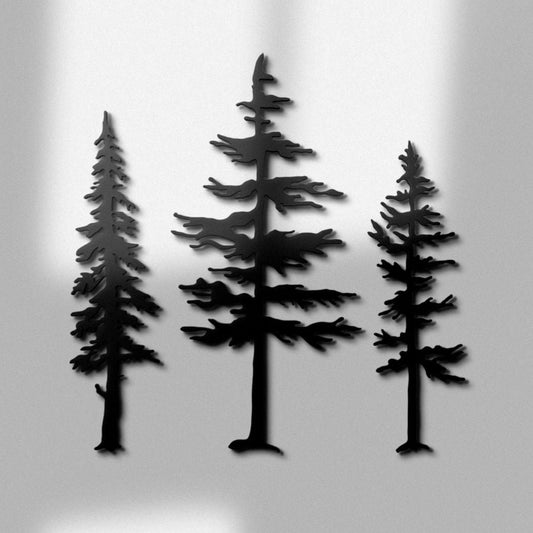 Set of 3 Pine Trees Metal Wall Art