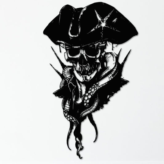 Skull Pirate Captain Gothic Metal Wall Art