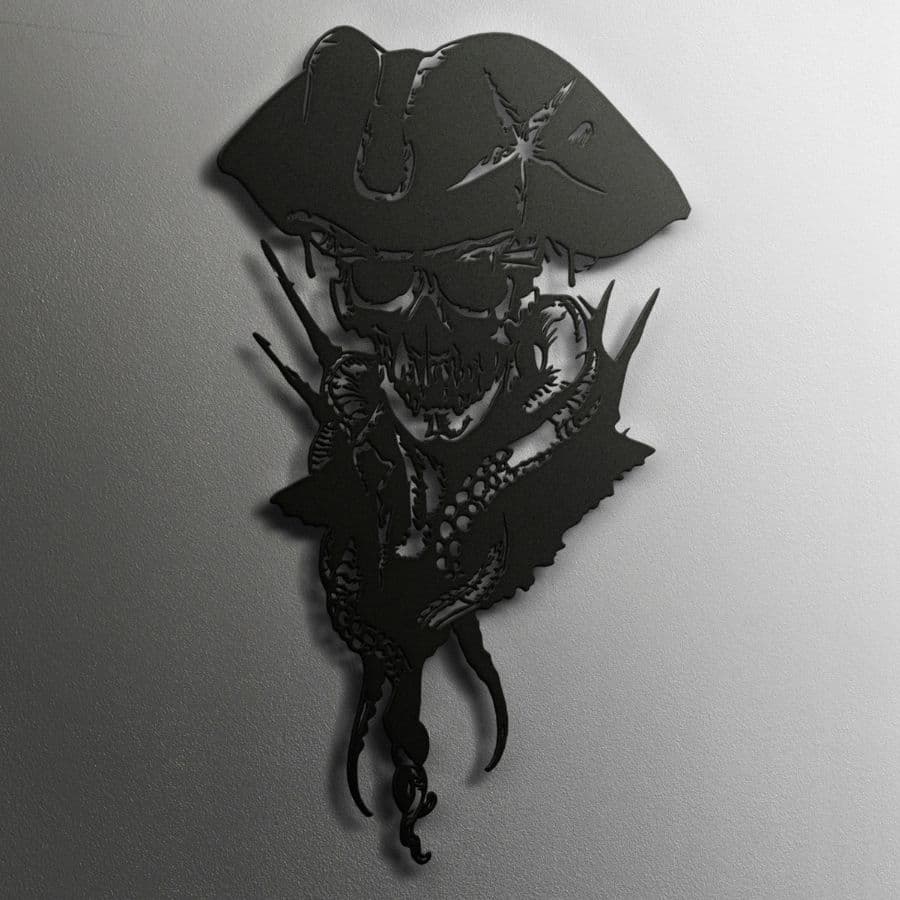 Skull Pirate Captain Gothic Metal Wall Art