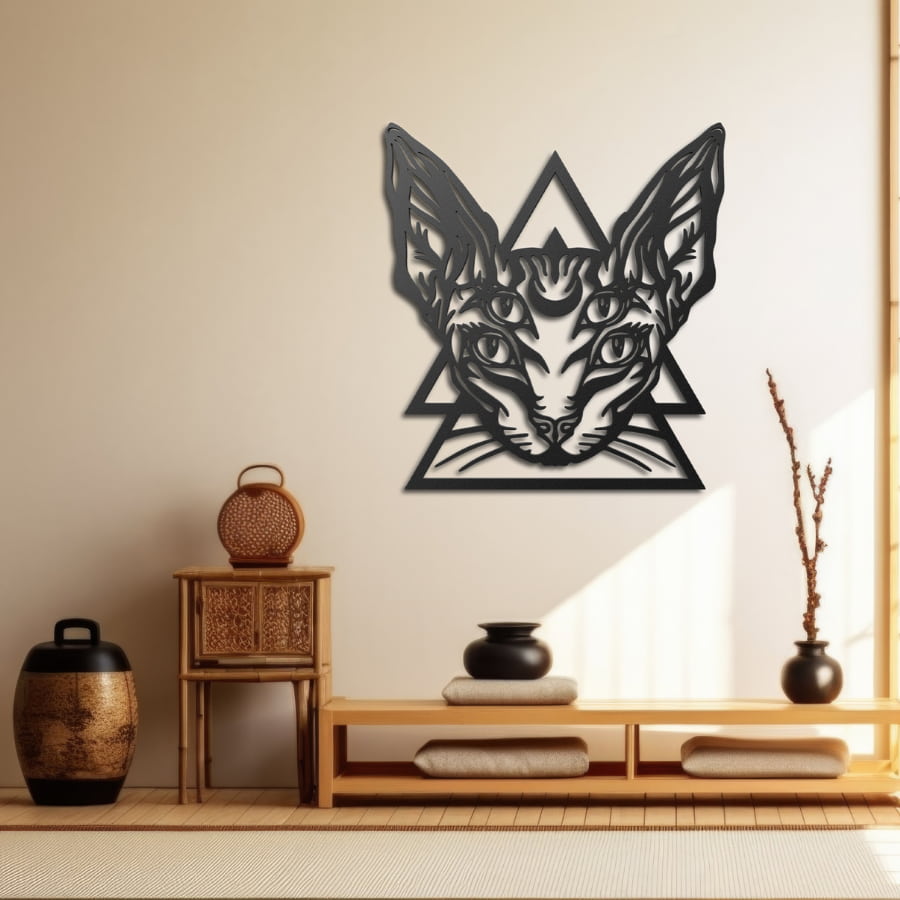 Gothic Sphynx Cat Metal Wall Art