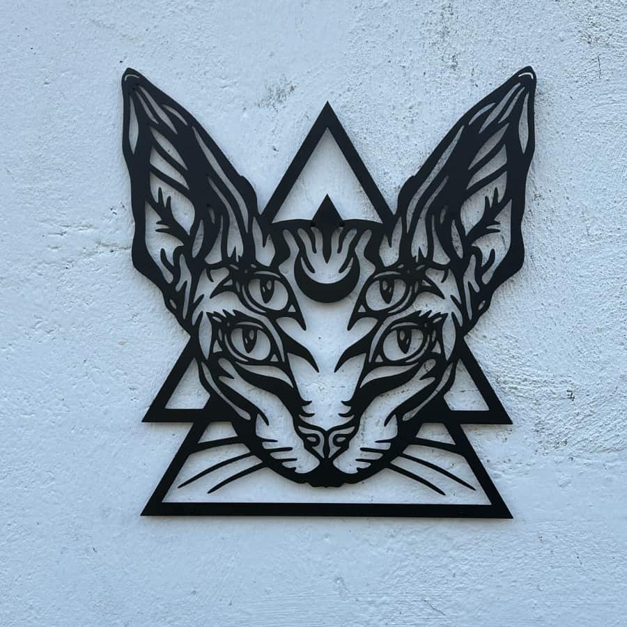 Gothic Sphynx Cat Metal Wall Art