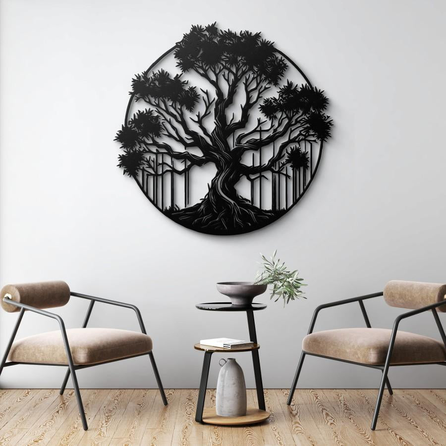 Stunning Circular Tree Metal Wall Art