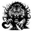 Tiger with Fiery Mane Metal Wall Art