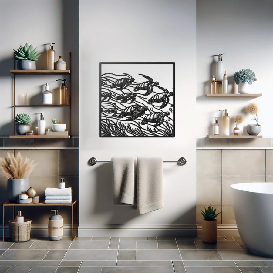 Sea Turtles Metal Wall Art Bathroom Decor