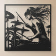 Female Drummer Metal Wall Art