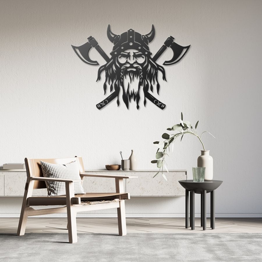 Viking Warrior Metal Wall Art Decor - Moonarch