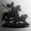 Valkyrie Horse and Wolf Metal Wall Art