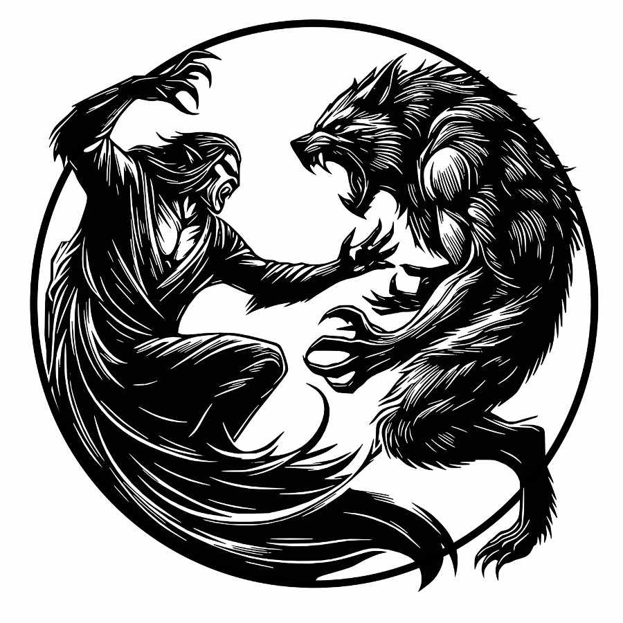 Vampire Battling Werewolf Metal Wall Art