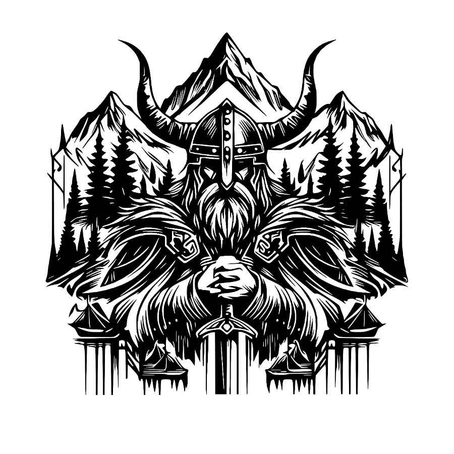 Viking Mountain Guardian Metal Wall Art