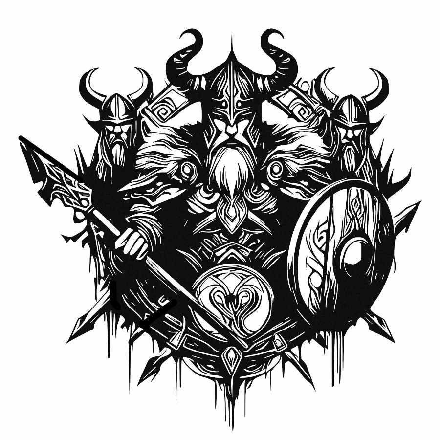 Viking Warriors Metal Wall Art - Moonarch, image size:900x900