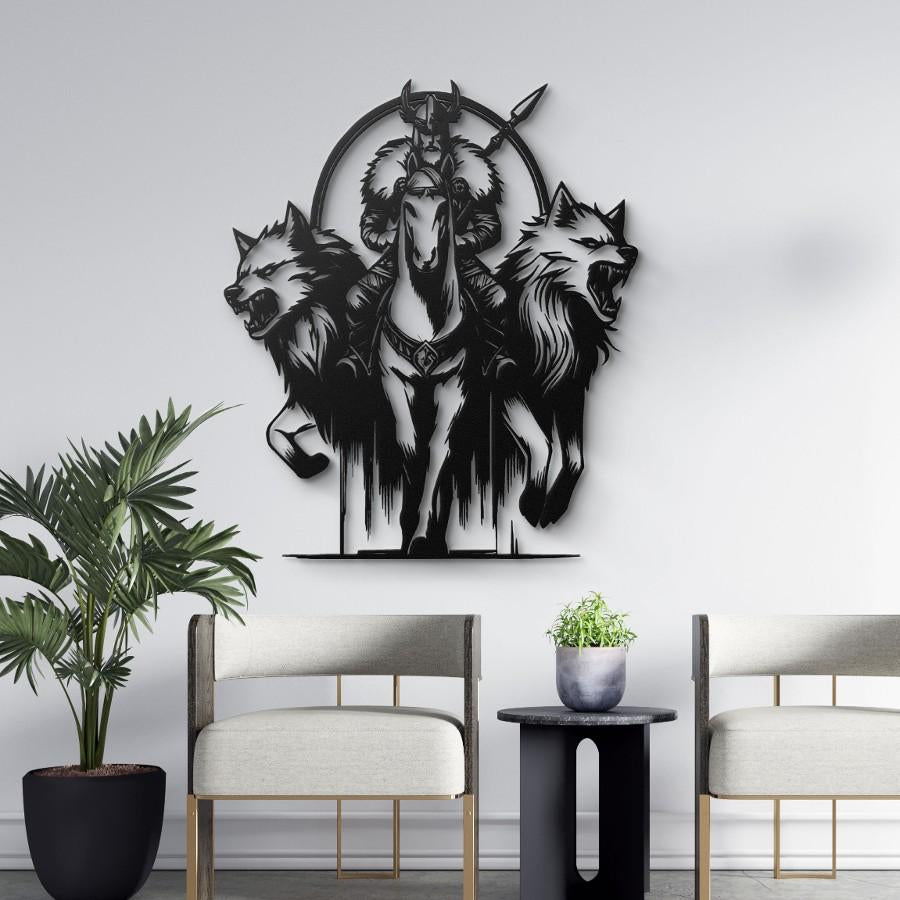 Viking and Wolves Metal Wall Art