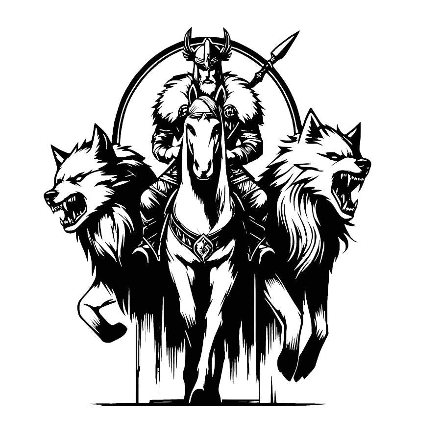 Viking and Wolves Metal Wall Art