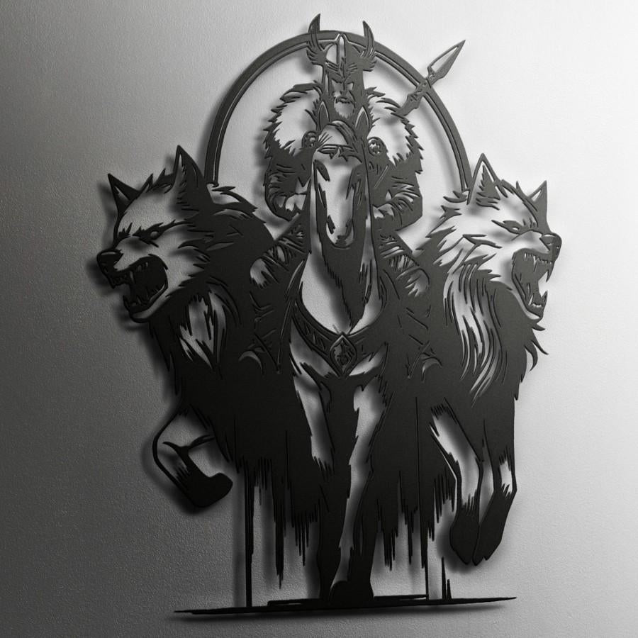 Viking and Wolves Metal Wall Art