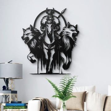 Viking and Wolves Metal Wall Art