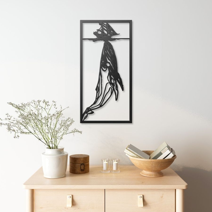 Whale and Boat Metal Wall Art Decor