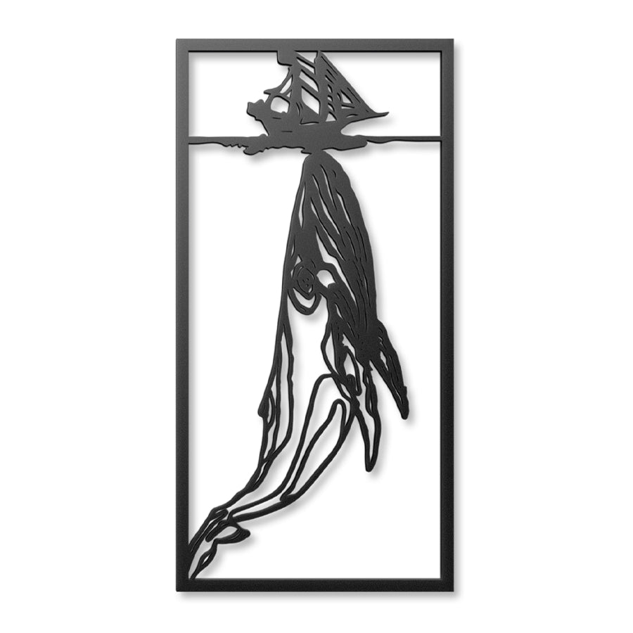 Whale and Boat Metal Wall Art Decor
